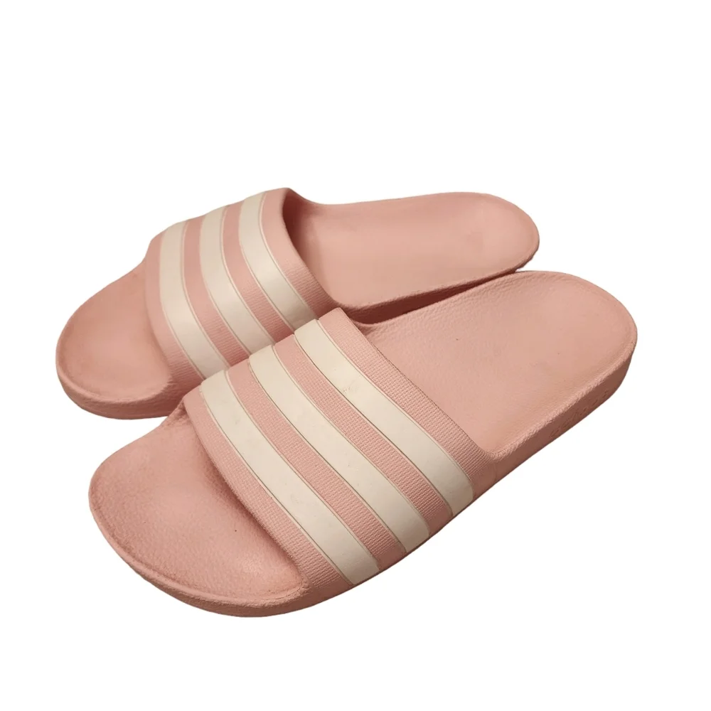 Adidas Pink and White Slide Sandals Girls Sz 5